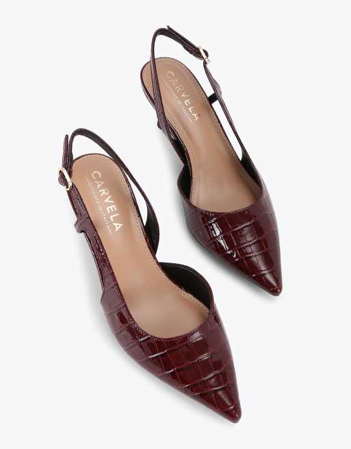 Carvela Alina sling heeled sandals in wine combination, 2 of 4