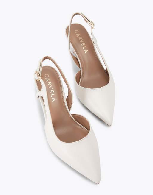 Carvela Alina sling heeled shoes in bone, 3 of 4