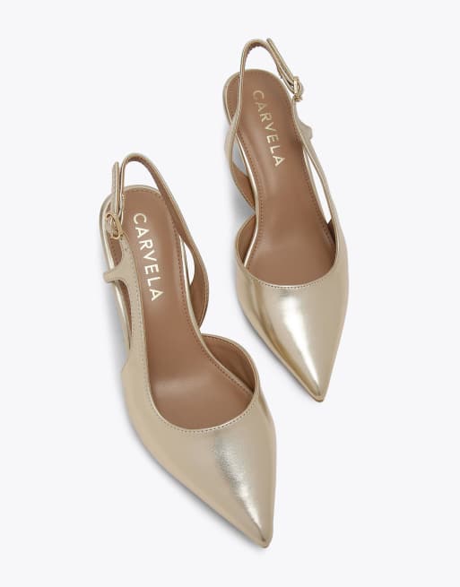 Carvela Alina sling heeled shoes in gold, 2 of 4