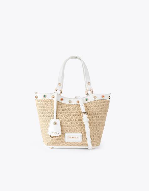 Carvela Amalfi mini stone tote in white comb - view 1