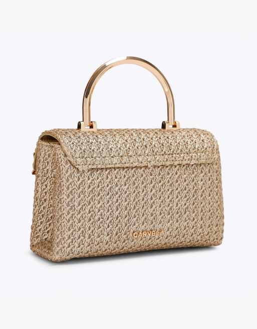 Carvela Amara top handle cross body in gold, 3 of 4