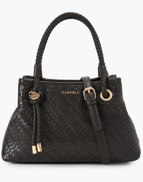 Carvela Antonia weave mini shoulder bag in dark brown - view 1