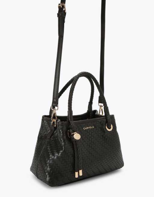 Carvela Antonia weave mini shoulder bag in dark brown, 2 of 4