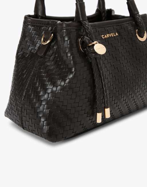Carvela Antonia weave mini shoulder bag in dark brown, 4 of 4