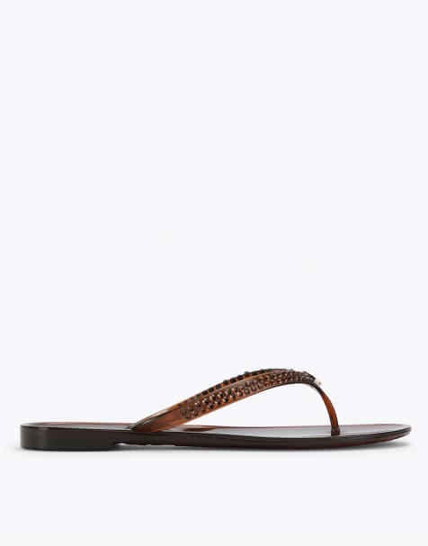 Carvela Arena jewel sandal flat sandals in dark brown - view 1