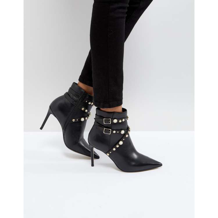 Bottines noires avec perles cheap et boucles