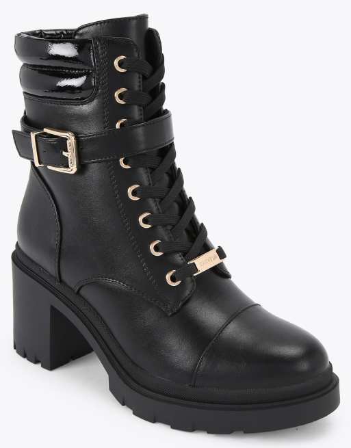 Carvela Boulder heeled lace up high ankle boots in black, 2 of 4
