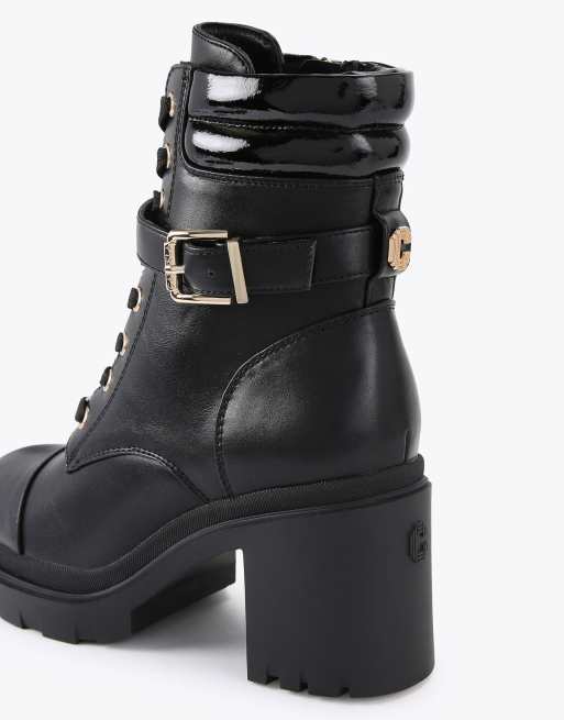 Carvela Boulder heeled lace up high ankle boots in black, 3 of 4