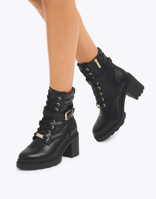 Carvela Boulder heeled lace up high ankle boots in black, 4 of 4