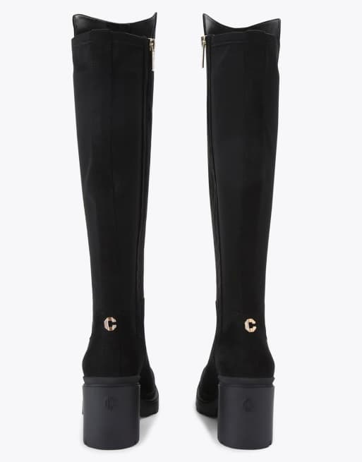 Carvela Boulder high leg knee boots in black combination, 3 of 4