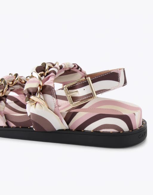 Carvela Caramella footbed flat sandals in pink combination, 3 of 4
