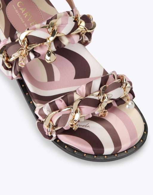 Carvela Caramella footbed flat sandals in pink combination, 4 of 4