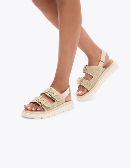 Carvela Comfort Pavilion slingback flat sandals in beige combination, 3 of 4