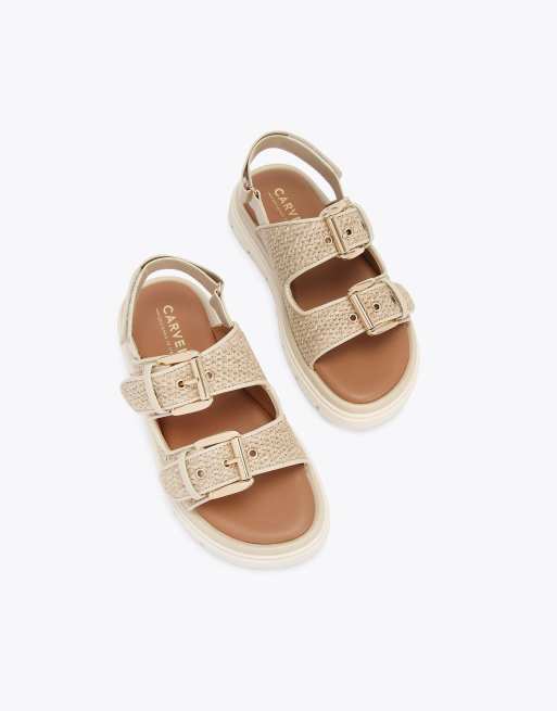Carvela Comfort Pavilion slingback flat sandals in beige combination, 4 of 4