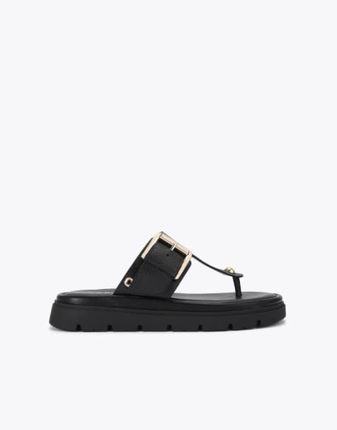 Carvela Comfort Pavilion t bar mule flat sandals in black - view 1