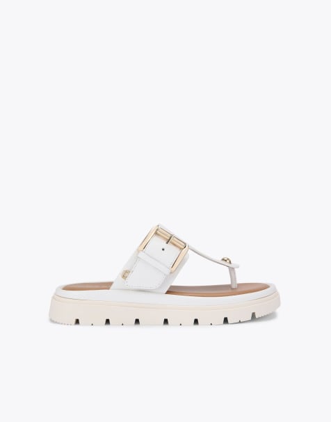 Carvela Comfort Pavilion t bar mule flat sandals in white - view 1