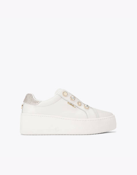 Carvela Connected laceless coin trainers in white - view 1