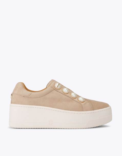 Carvela Connected laceless pearl trainers in beige - view 1