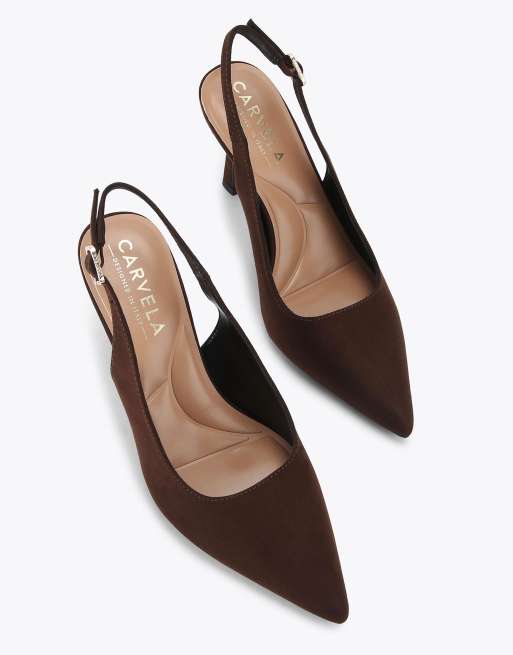 Carvela Corletta sling court heeled shoes in brown, 2 of 4