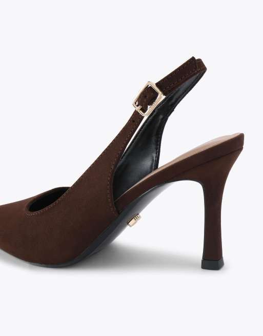 Carvela Corletta sling court heeled shoes in brown, 3 of 4