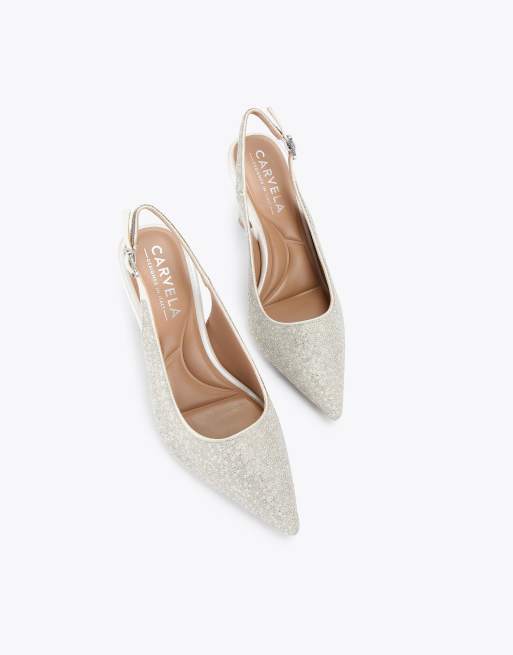 Carvela Corletta sling court heeled shoes in white, 2 of 4