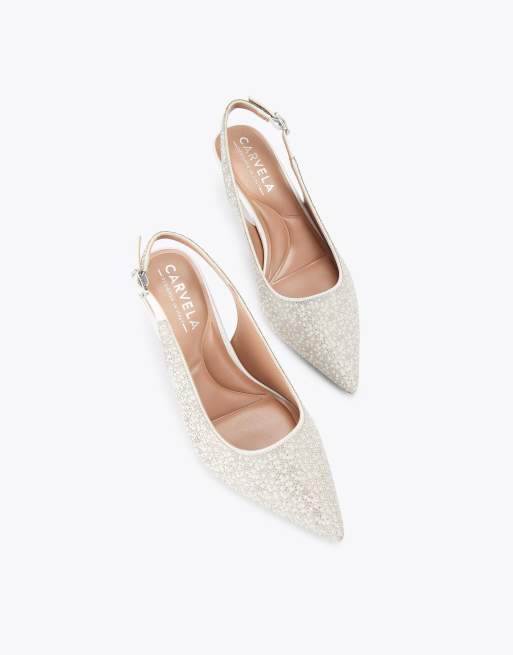 Carvela Corletta sling court low heeled shoes in white, 2 of 4