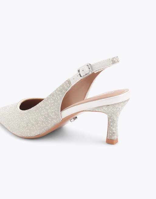 Carvela Corletta sling court low heeled shoes in white, 4 of 4