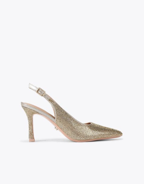 Carvela Corletta sling jewel heeled shoes in gold - view 1