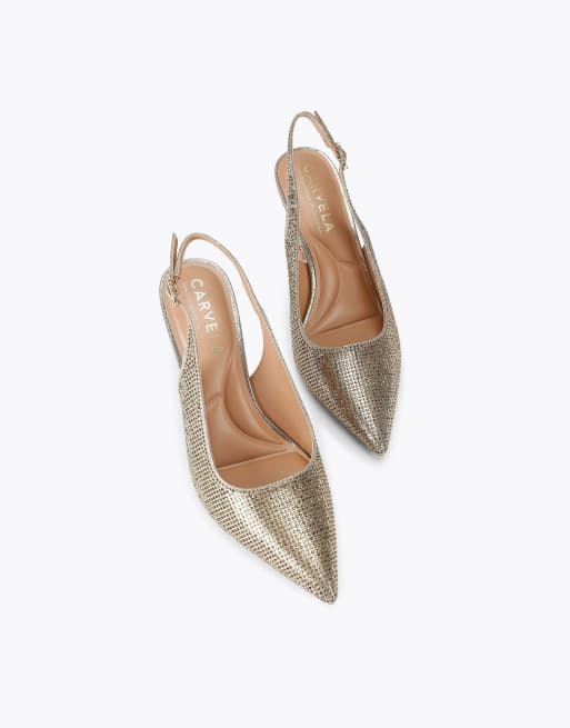 Carvela Corletta sling jewel heeled shoes in gold, 2 of 4