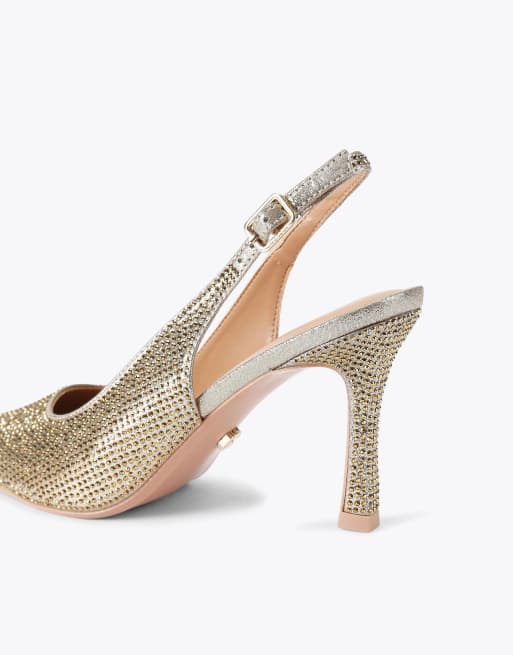 Carvela Corletta sling jewel heeled shoes in gold, 3 of 4