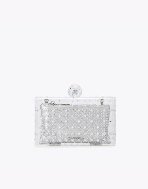 Carvela Cristallo clutch in silver combination - view 1