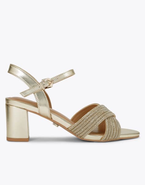Carvela Divine block heeled sandals in gold - view 1