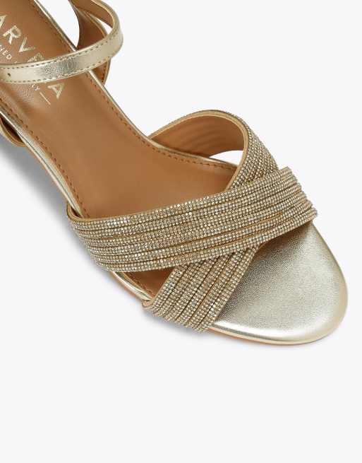 Carvela Divine block heeled sandals in gold, 4 of 4