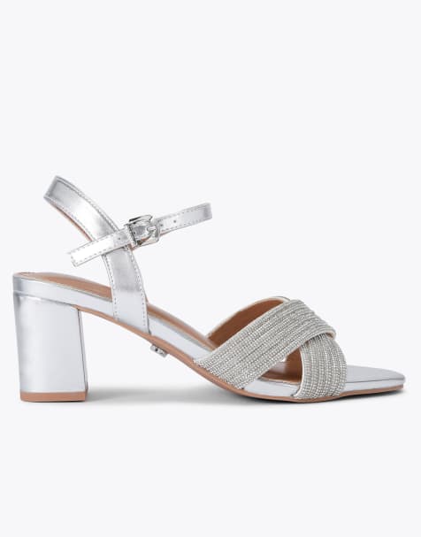 Carvela Divine block heeled sandals in silver - view 1