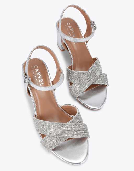 Carvela Divine block heeled sandals in silver, 2 of 4