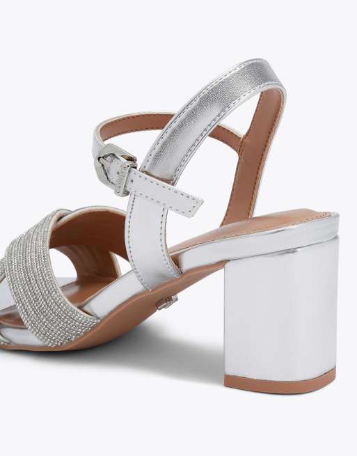 Carvela Divine block heeled sandals in silver, 3 of 4