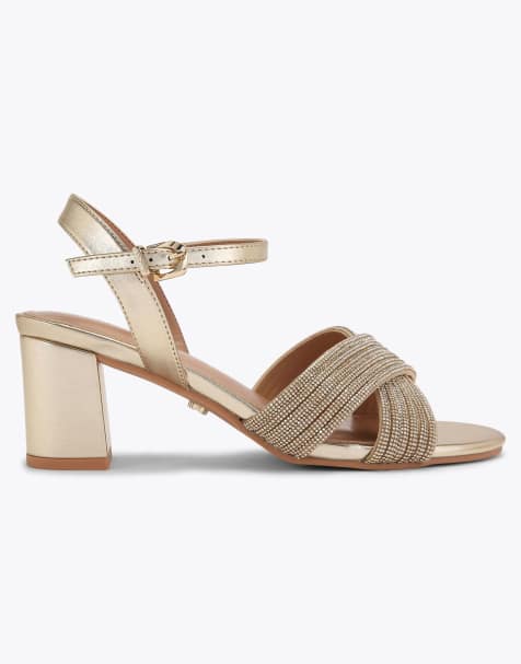 Carvela Divine block wf heeled sandals in gold - view 1