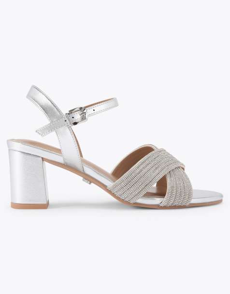 Carvela Divine block wf heeled sandals in silver - view 1