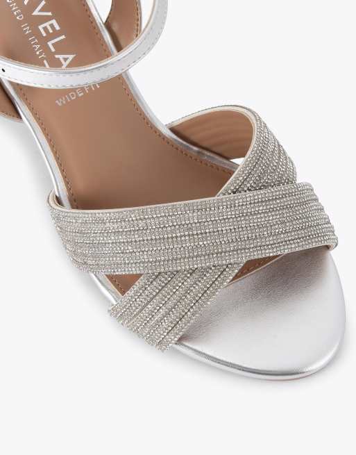 Carvela Divine block wf heeled sandals in silver, 4 of 4