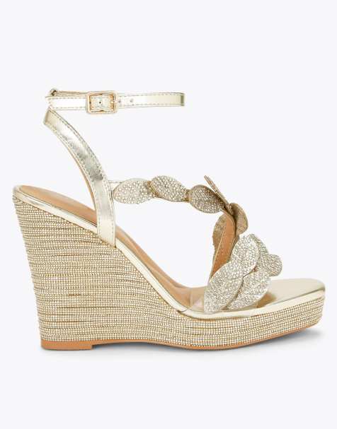 Carvela Eleganza wedge heeled sandals in gold - view 1