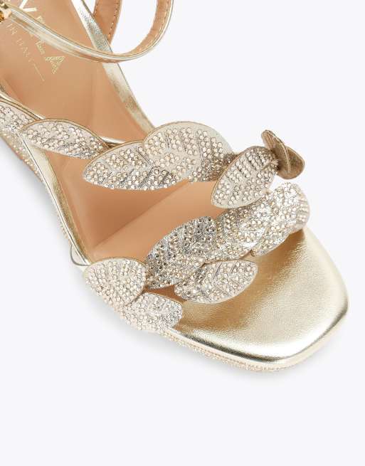 Carvela Eleganza wedge heeled sandals in gold, 4 of 4