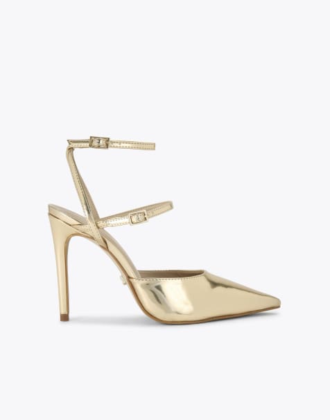 Carvela Eterno strappy court heeled shoes in gold - view 1