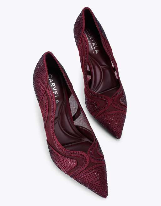 Carvela Fantastico court heeled sandals in wine, 2 of 4
