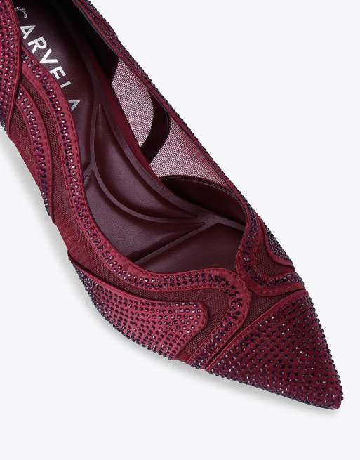 Carvela Fantastico court heeled sandals in wine, 4 of 4
