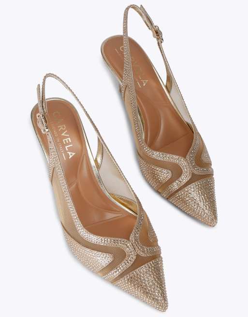Carvela Fantastico sling heeled sandals in gold, 2 of 4