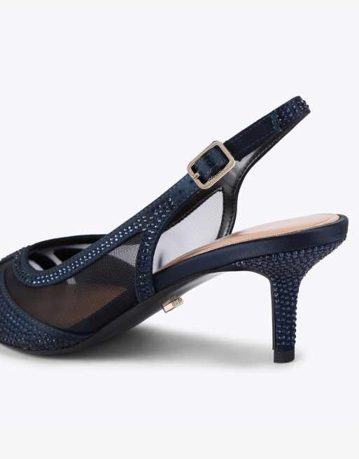 Carvela Fantastico sling heeled sandals in navy, 3 of 4