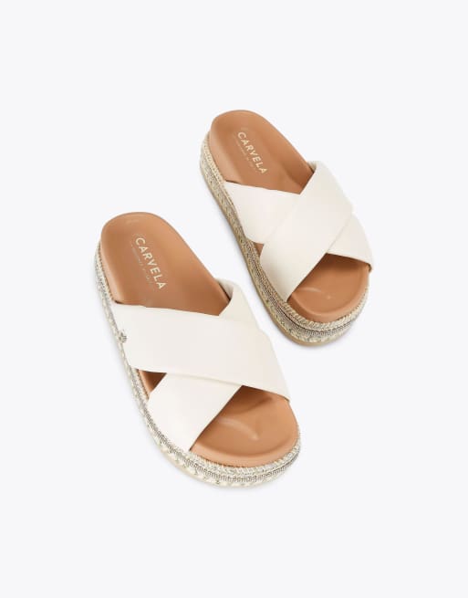Carvela Fascino flatform flat sandals in bone, 2 of 4