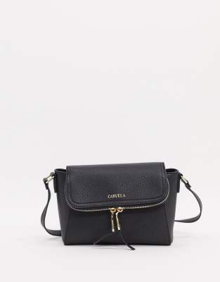 black fold over crossbody bag