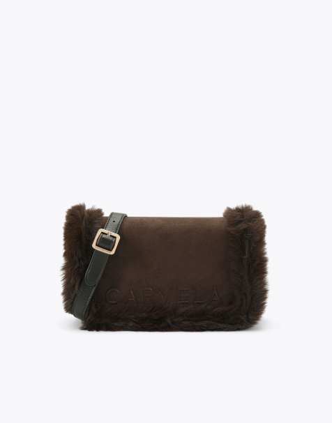 Carvela Frame fur shoulder bag in dark brown - view 1