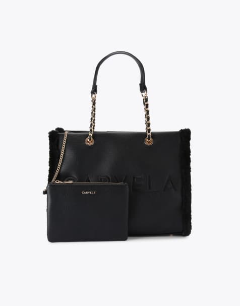 Carvela Frame fur tote in black - view 1